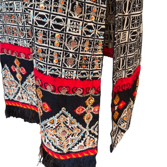 Beautiful beaded sequined Indian Pakistani knee length dress with slits Sz M - Picture 4 of 14